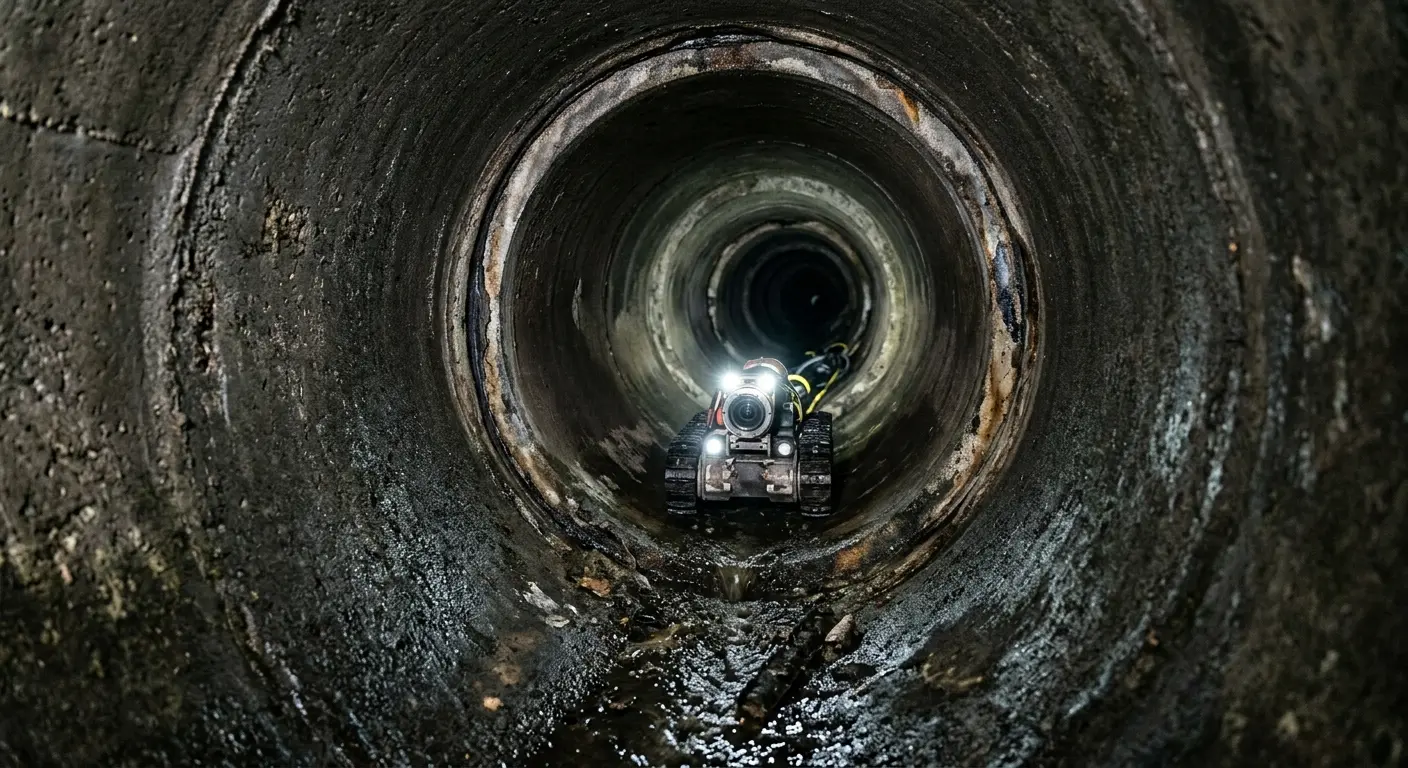 Robotic sewer camera inspecting pipe interior for Sewer Line Cleaning in Mexico