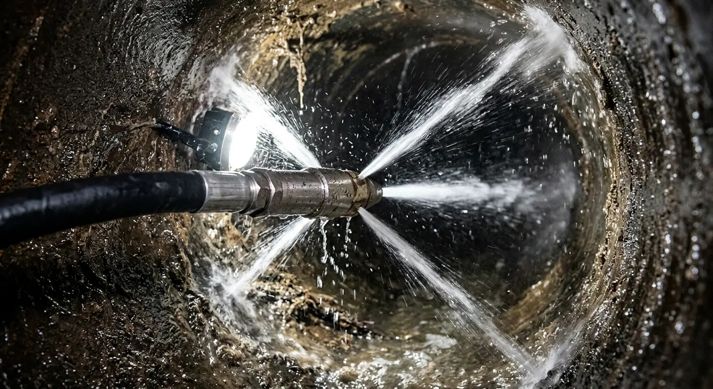 High-pressure hydro jetting nozzle cleaning sewer pipe for Sewer Cleanout in Mexico